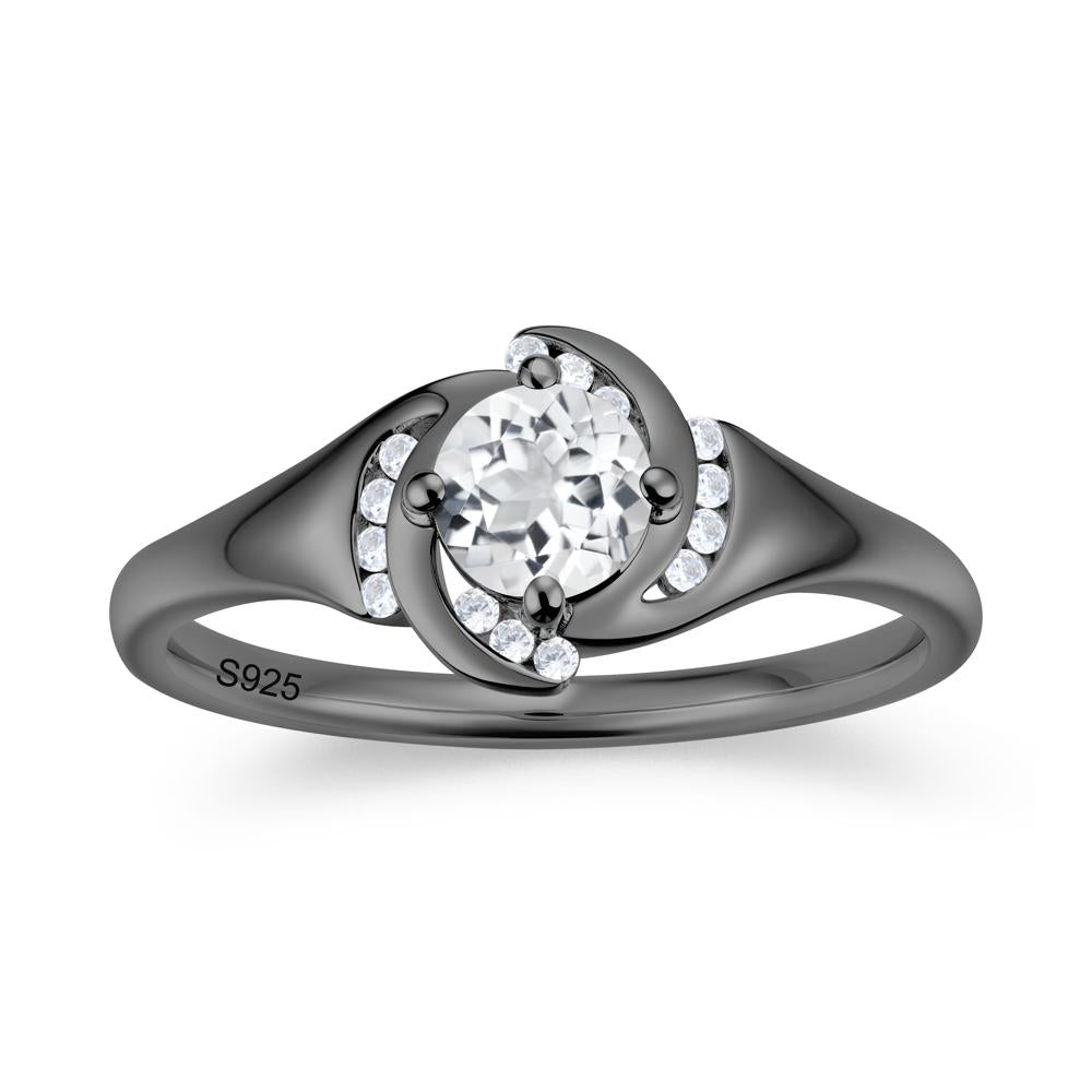 Round Cut Garnet Swirl Engagement Ring - LUO Jewelry #gemstone_White Topaz
