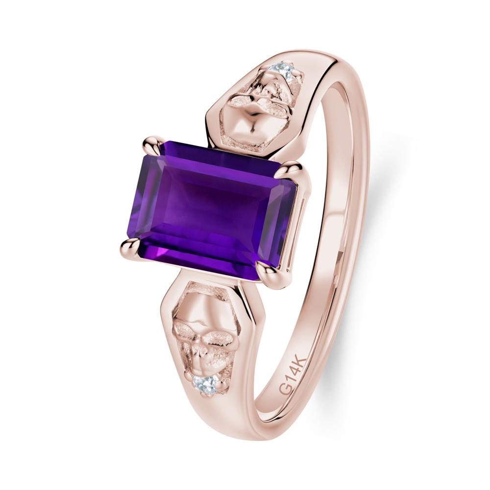 Till Death Emerald Cut Emerald Gothic Skull Ring - LUO Jewelry #gemstone_Amethyst