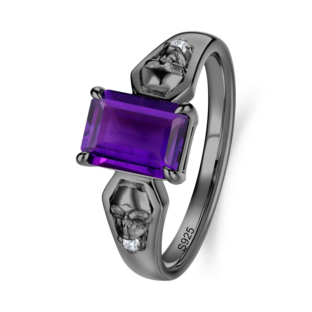 Till Death Emerald Cut Emerald Gothic Skull Ring - LUO Jewelry #gemstone_Amethyst