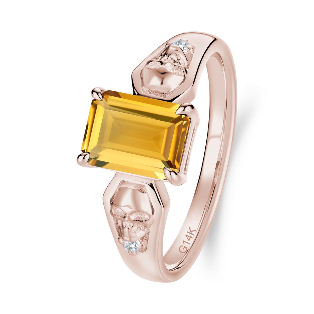 Till Death Emerald Cut Emerald Gothic Skull Ring - LUO Jewelry #gemstone_Citrine
