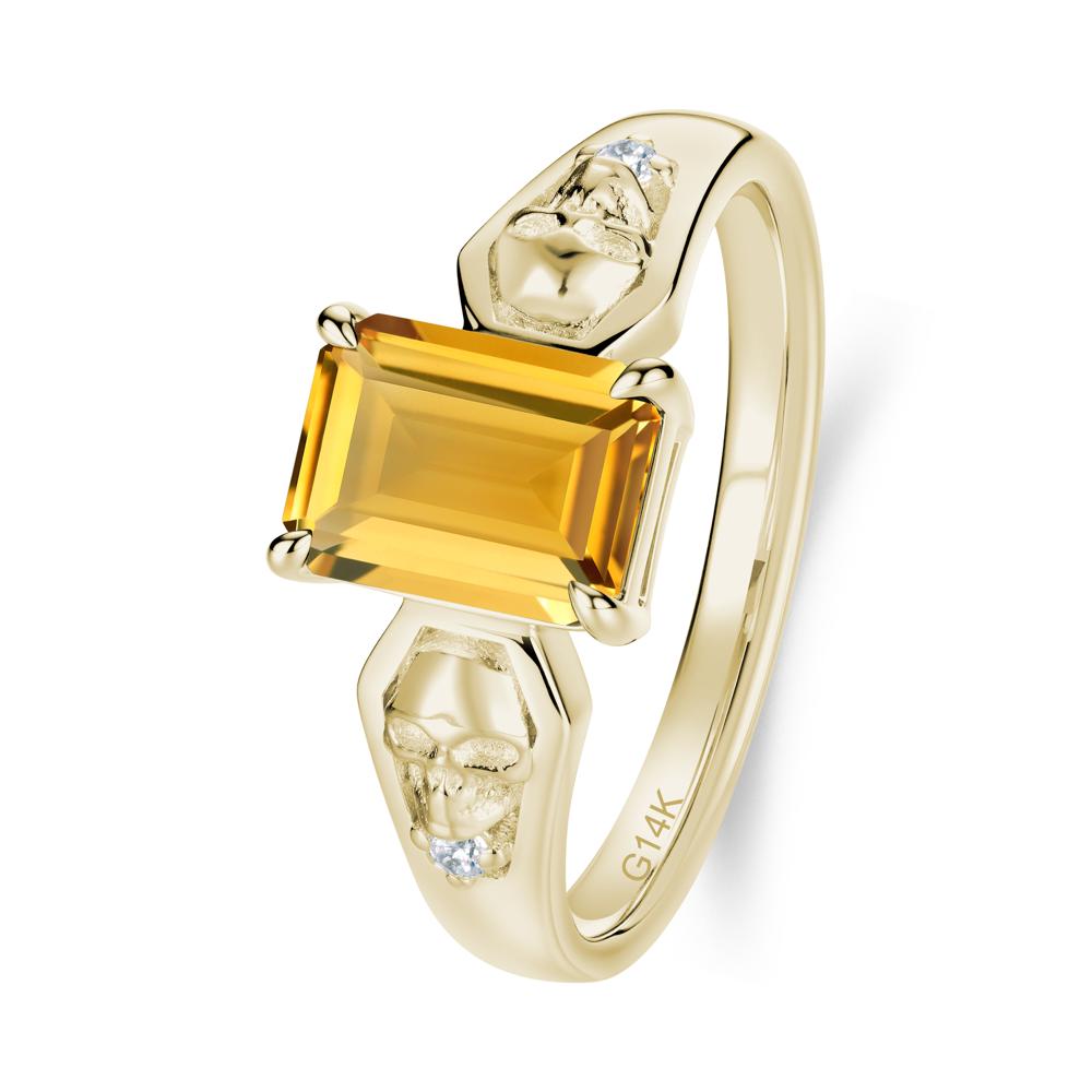 Till Death Emerald Cut Emerald Gothic Skull Ring - LUO Jewelry #gemstone_Citrine