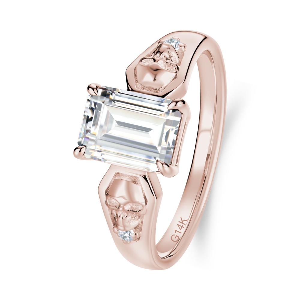 Till Death Emerald Cut Emerald Gothic Skull Ring - LUO Jewelry #gemstone_Cubic Zirconia