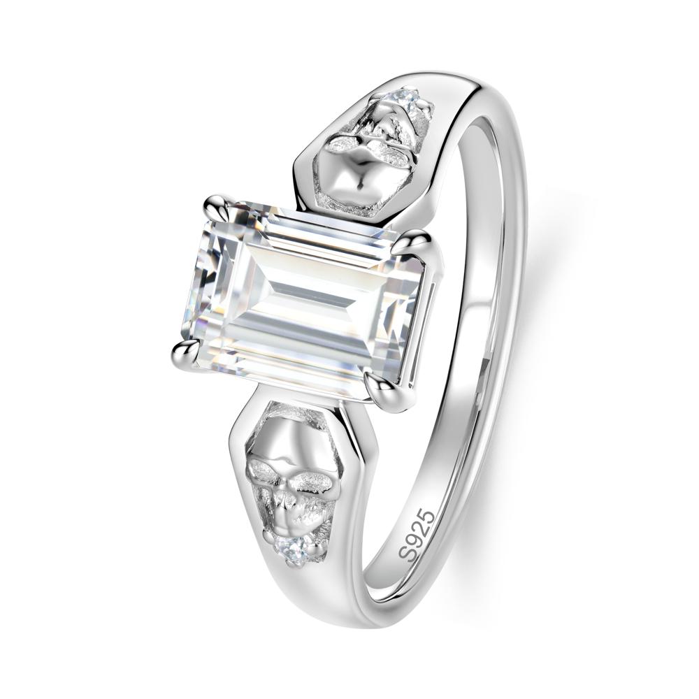 Till Death Emerald Cut Emerald Gothic Skull Ring - LUO Jewelry #gemstone_Cubic Zirconia