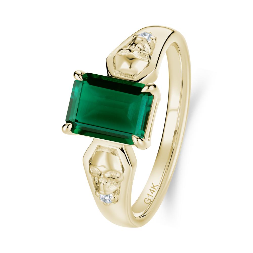 Till Death Emerald Cut Emerald Gothic Skull Ring - LUO Jewelry #gemstone_Emerald