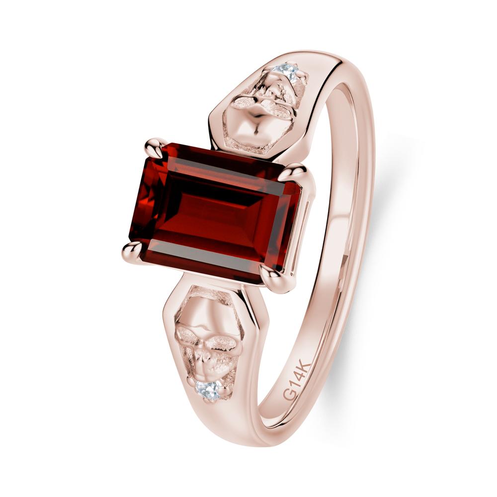 Till Death Emerald Cut Emerald Gothic Skull Ring - LUO Jewelry #gemstone_Garnet