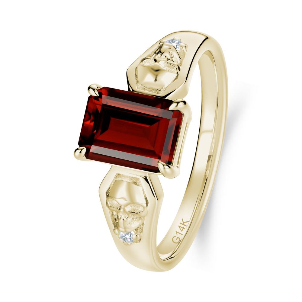 Till Death Emerald Cut Emerald Gothic Skull Ring - LUO Jewelry #gemstone_Garnet