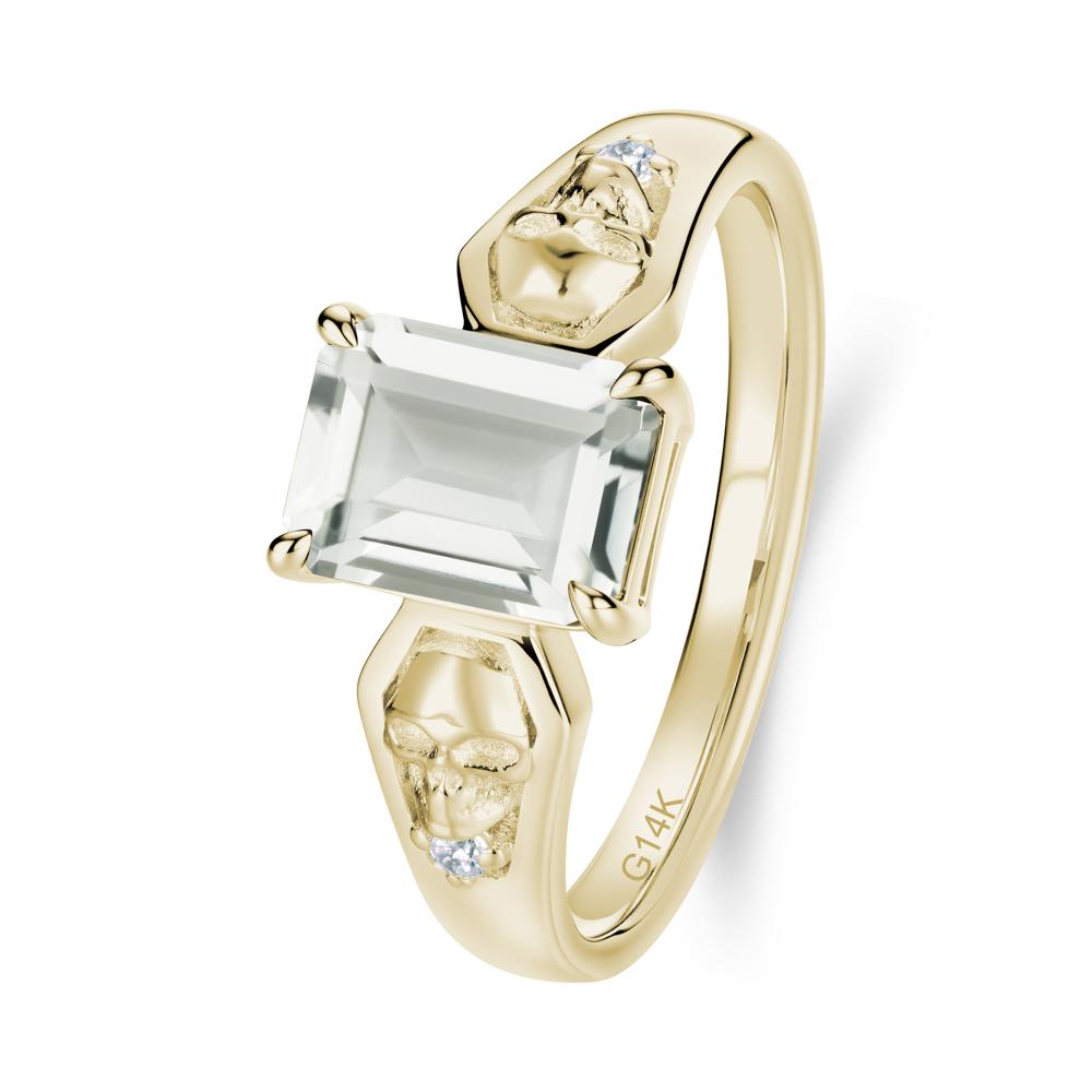 Till Death Emerald Cut Emerald Gothic Skull Ring - LUO Jewelry #gemstone_Green Amethyst
