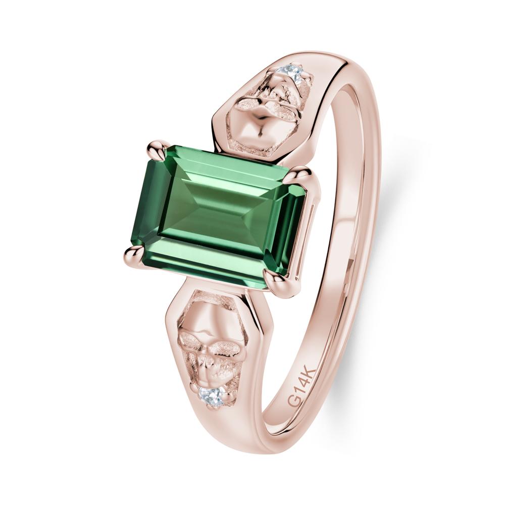 Till Death Emerald Cut Emerald Gothic Skull Ring - LUO Jewelry #gemstone_Green Sapphire