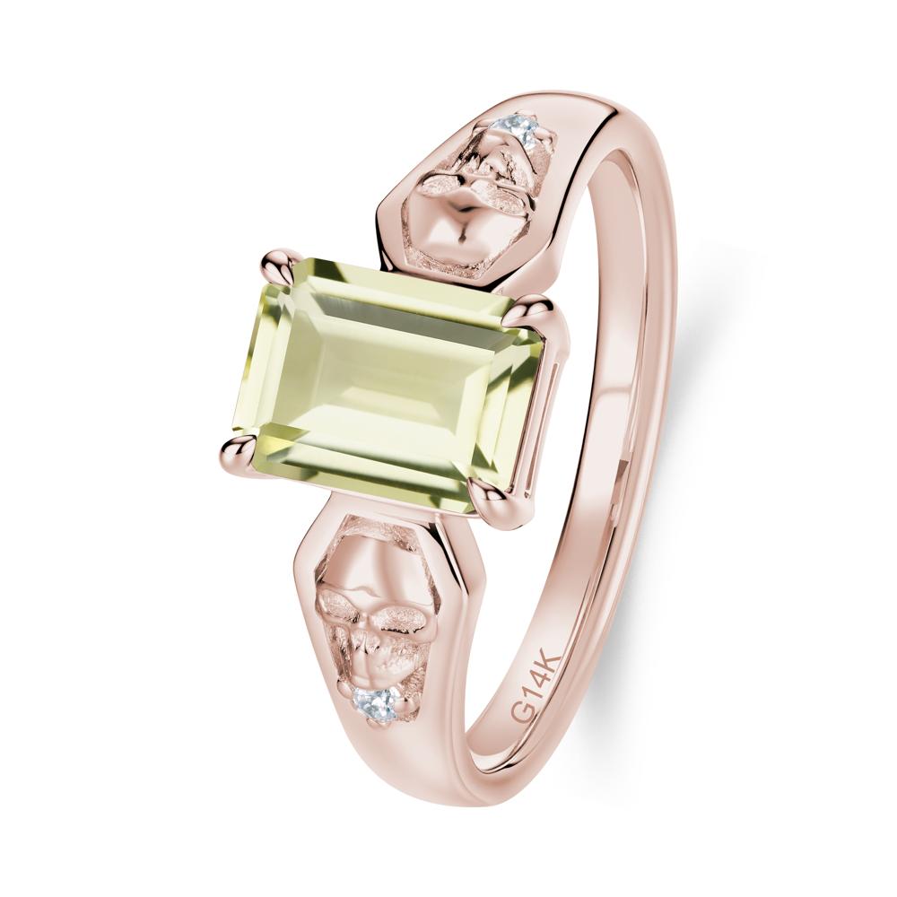 Till Death Emerald Cut Emerald Gothic Skull Ring - LUO Jewelry #gemstone_Lemon Quartz