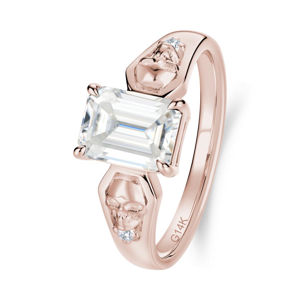 Till Death Emerald Cut Emerald Gothic Skull Ring - LUO Jewelry #gemstone_Moissanite