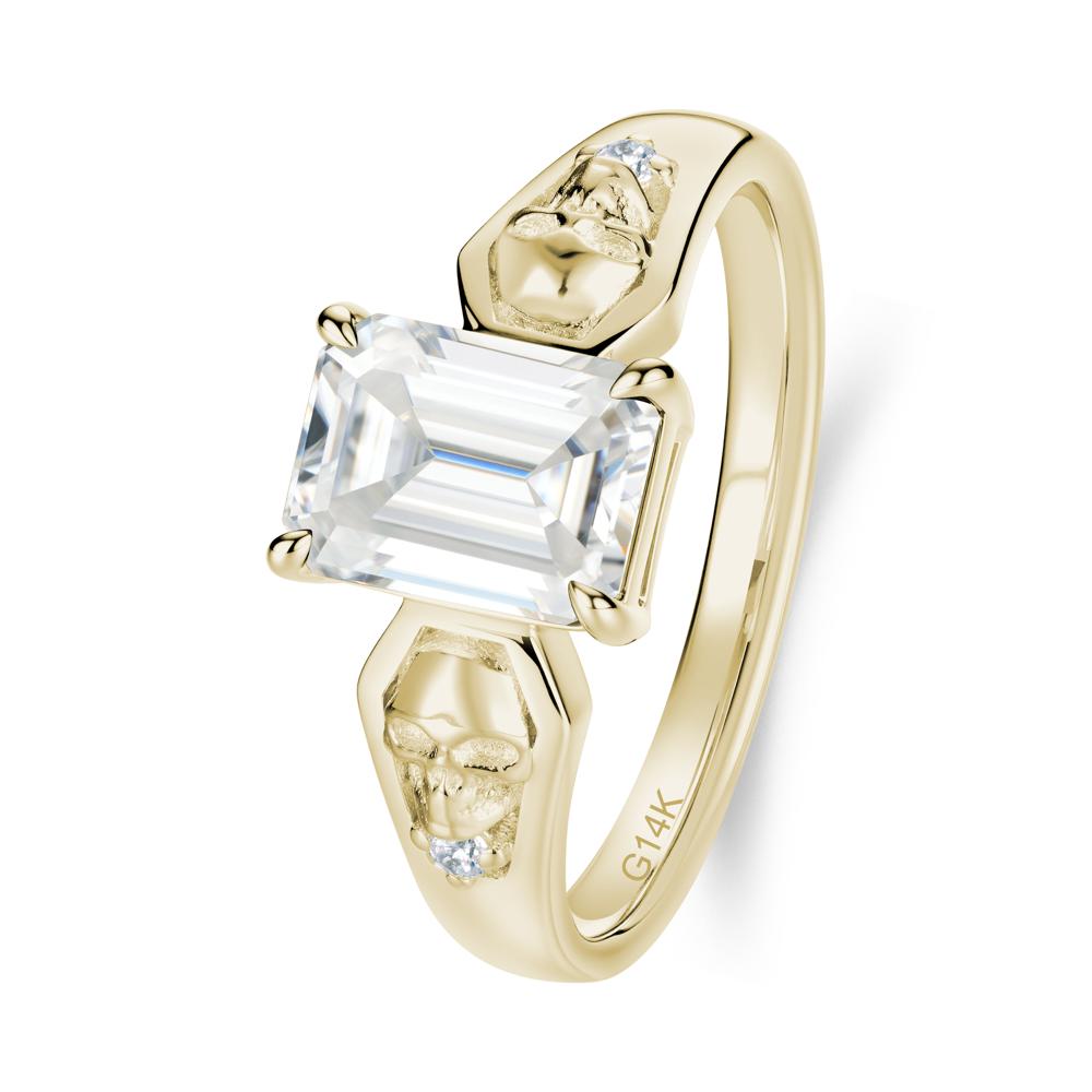Till Death Emerald Cut Emerald Gothic Skull Ring - LUO Jewelry #gemstone_Moissanite