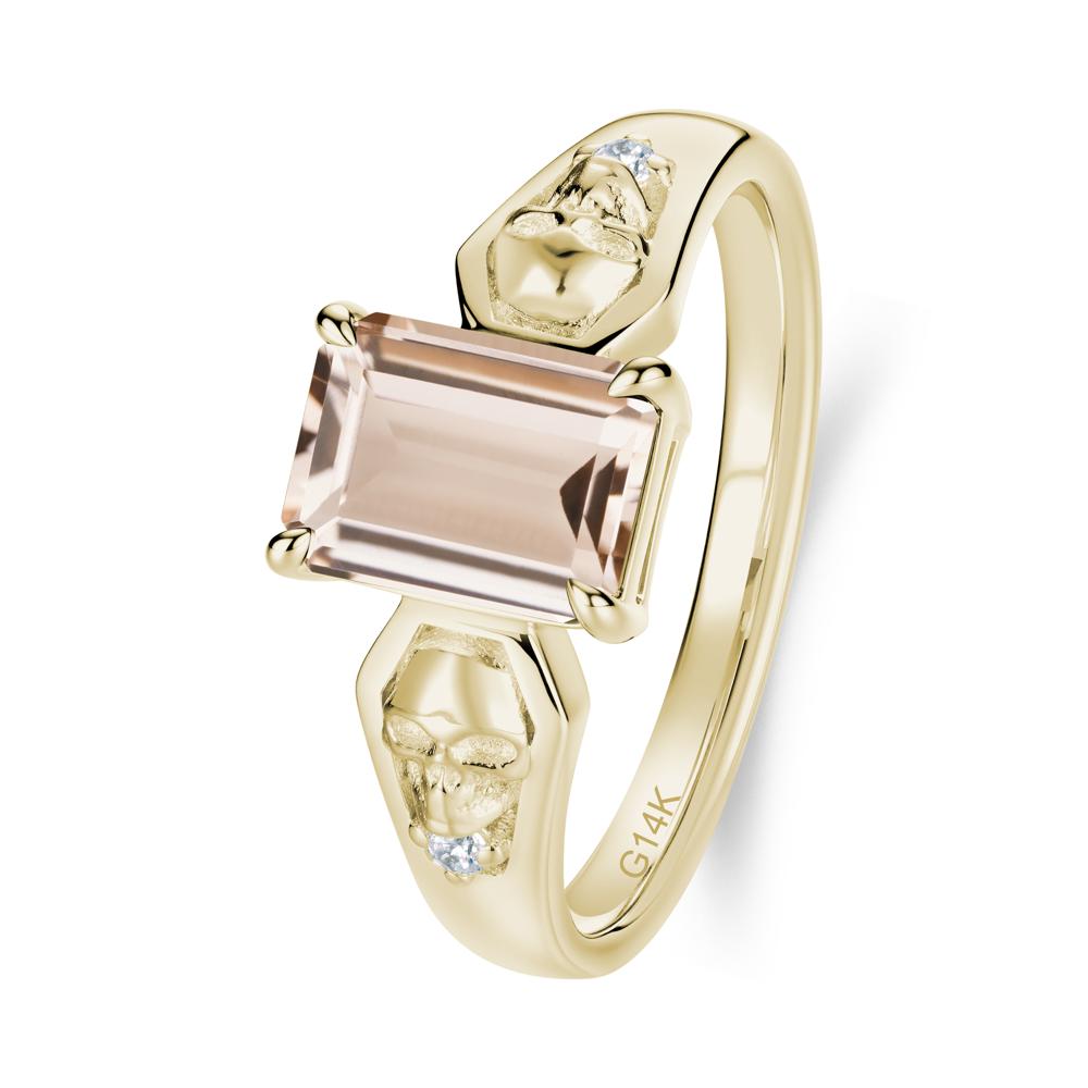Till Death Emerald Cut Emerald Gothic Skull Ring - LUO Jewelry #gemstone_Morganite