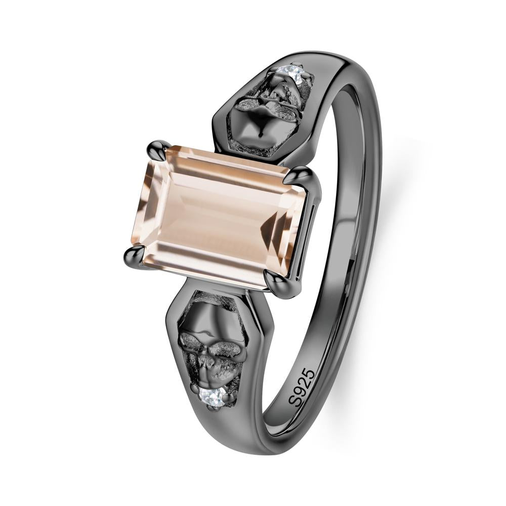Till Death Emerald Cut Emerald Gothic Skull Ring - LUO Jewelry #gemstone_Morganite
