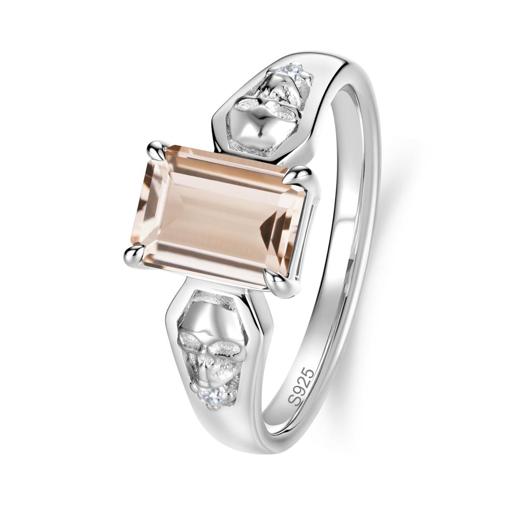 Till Death Emerald Cut Emerald Gothic Skull Ring - LUO Jewelry #gemstone_Morganite
