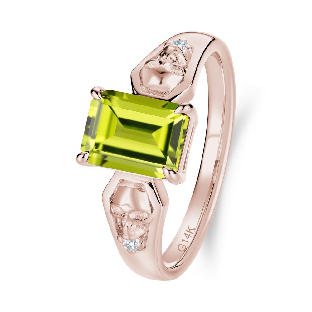 Till Death Emerald Cut Emerald Gothic Skull Ring - LUO Jewelry #gemstone_Peridot