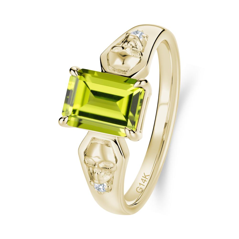 Till Death Emerald Cut Emerald Gothic Skull Ring - LUO Jewelry #gemstone_Peridot