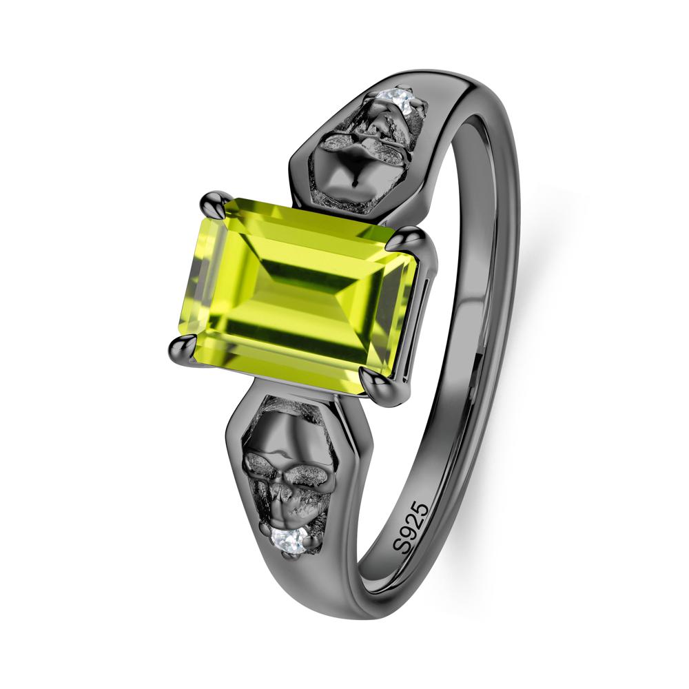 Till Death Emerald Cut Emerald Gothic Skull Ring - LUO Jewelry #gemstone_Peridot