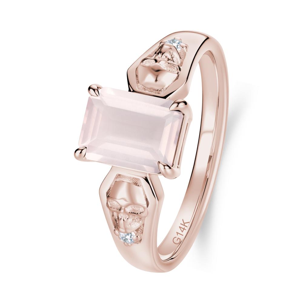 Till Death Emerald Cut Emerald Gothic Skull Ring - LUO Jewelry #gemstone_Rose Quartz