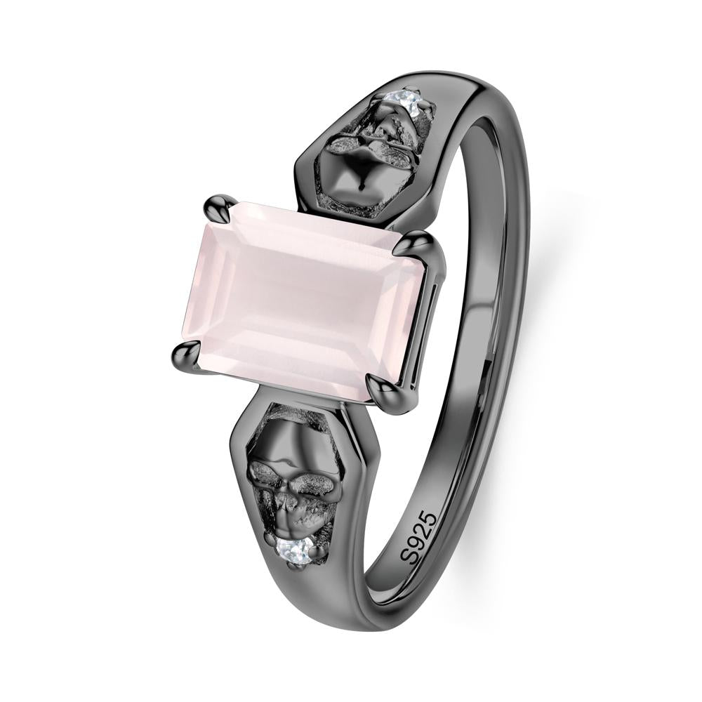 Till Death Emerald Cut Emerald Gothic Skull Ring - LUO Jewelry #gemstone_Rose Quartz