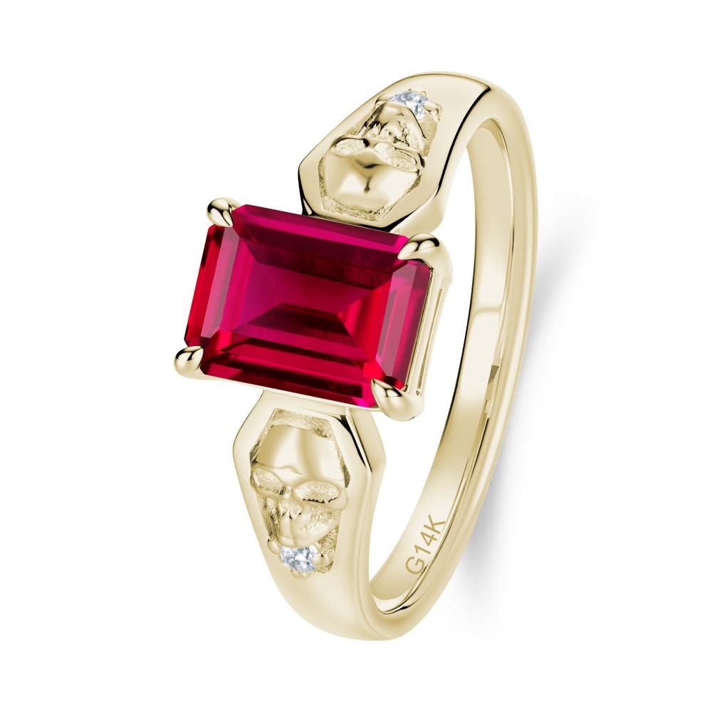Till Death Emerald Cut Emerald Gothic Skull Ring - LUO Jewelry #gemstone_Ruby