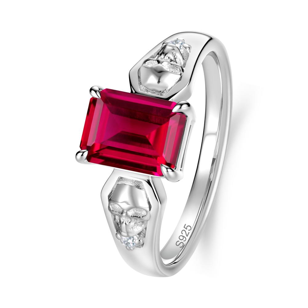 Till Death Emerald Cut Emerald Gothic Skull Ring - LUO Jewelry #gemstone_Ruby