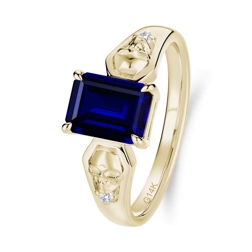 Till Death Emerald Cut Emerald Gothic Skull Ring - LUO Jewelry #gemstone_Sapphire