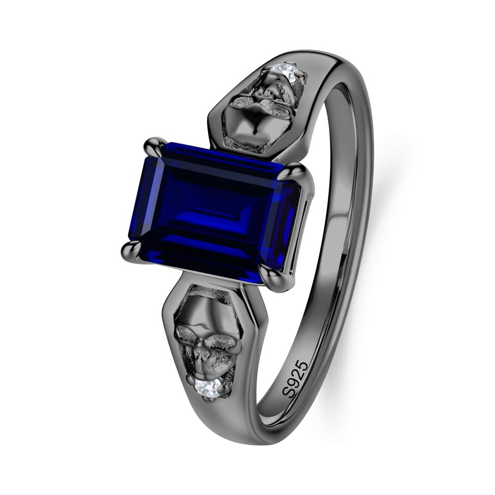 Till Death Emerald Cut Emerald Gothic Skull Ring - LUO Jewelry #gemstone_Sapphire