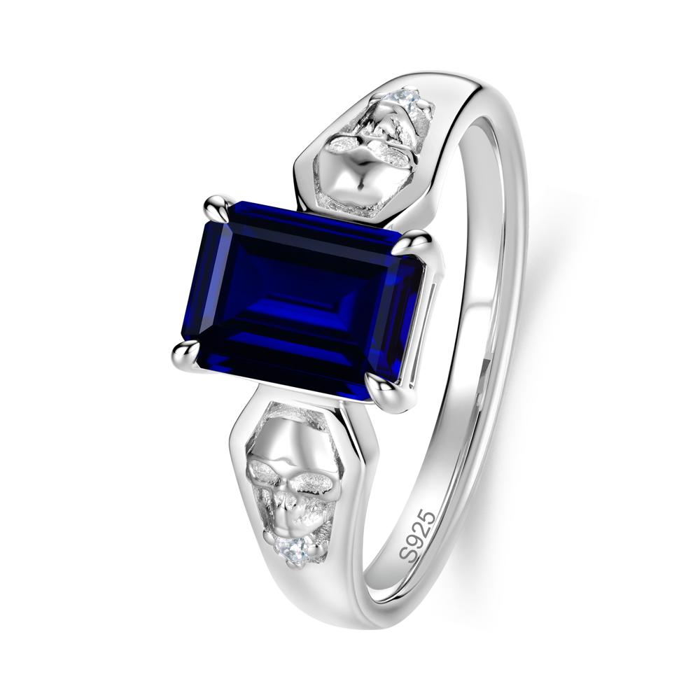 Till Death Emerald Cut Emerald Gothic Skull Ring - LUO Jewelry #gemstone_Sapphire