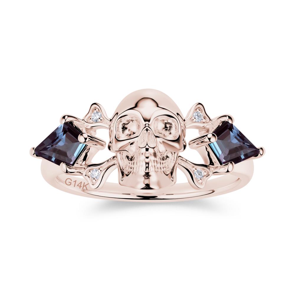 Kite Cut Emerald Till Death Skull Goth Ring - LUO Jewelry #gemstone_Alexandrite