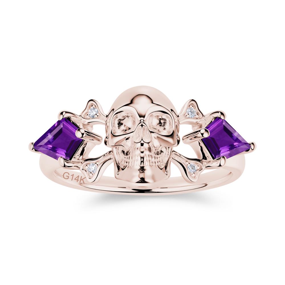 Kite Cut Emerald Till Death Skull Goth Ring - LUO Jewelry #gemstone_Amethyst