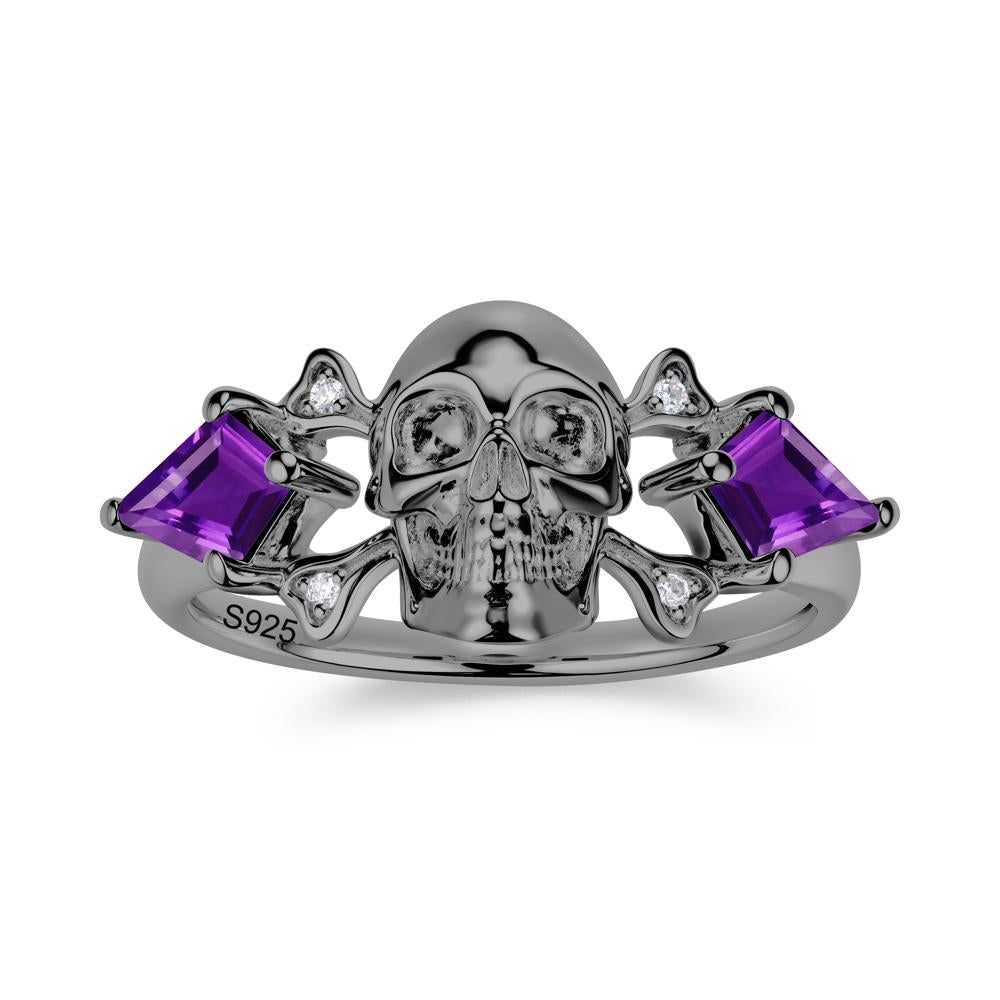 Kite Cut Emerald Till Death Skull Goth Ring - LUO Jewelry #gemstone_Amethyst