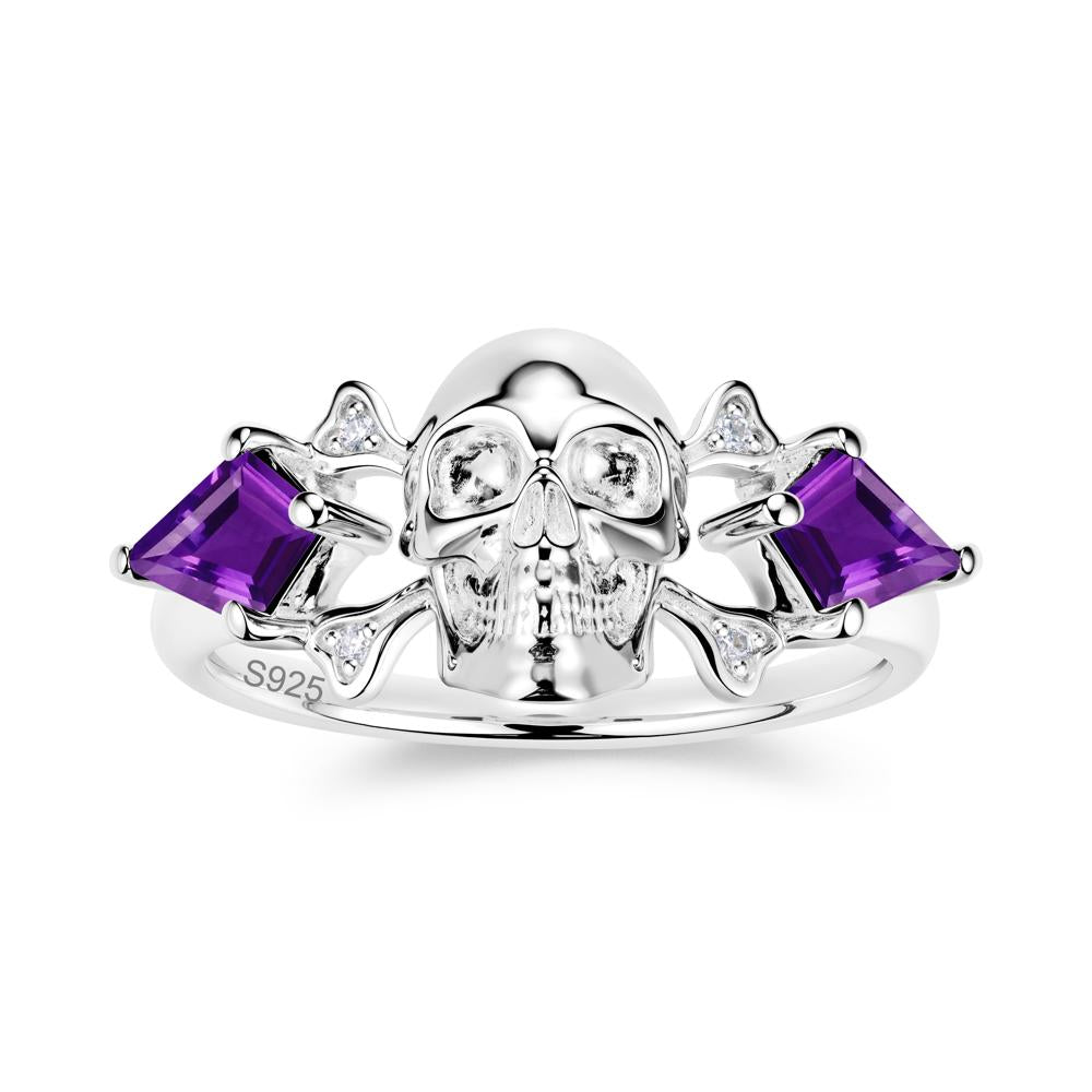 Kite Cut Emerald Till Death Skull Goth Ring - LUO Jewelry #gemstone_Amethyst