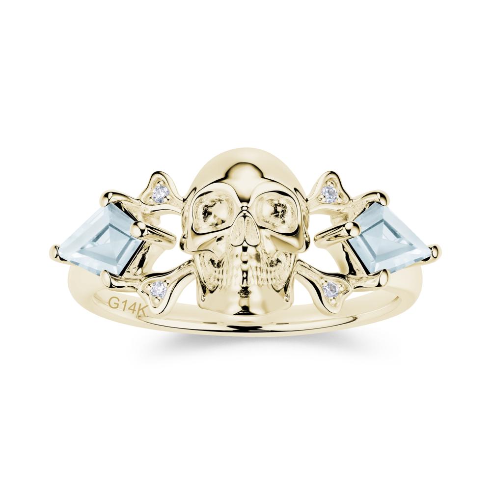 Kite Cut Emerald Till Death Skull Goth Ring - LUO Jewelry #gemstone_Aquamarine