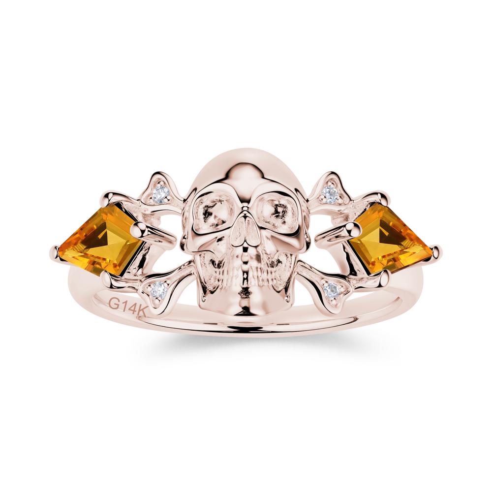 Kite Cut Emerald Till Death Skull Goth Ring - LUO Jewelry #gemstone_Citrine