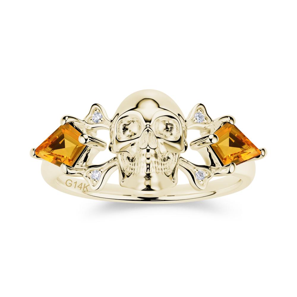Kite Cut Emerald Till Death Skull Goth Ring - LUO Jewelry #gemstone_Citrine