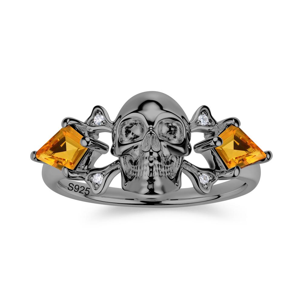 Kite Cut Emerald Till Death Skull Goth Ring - LUO Jewelry #gemstone_Citrine