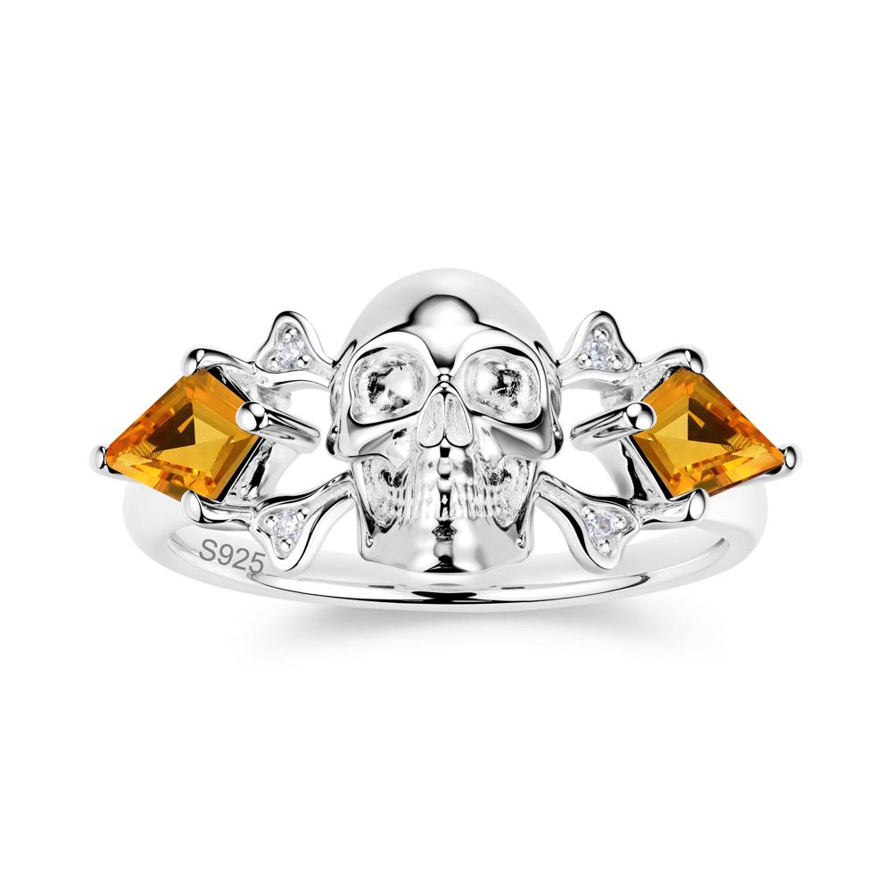 Kite Cut Emerald Till Death Skull Goth Ring - LUO Jewelry #gemstone_Citrine