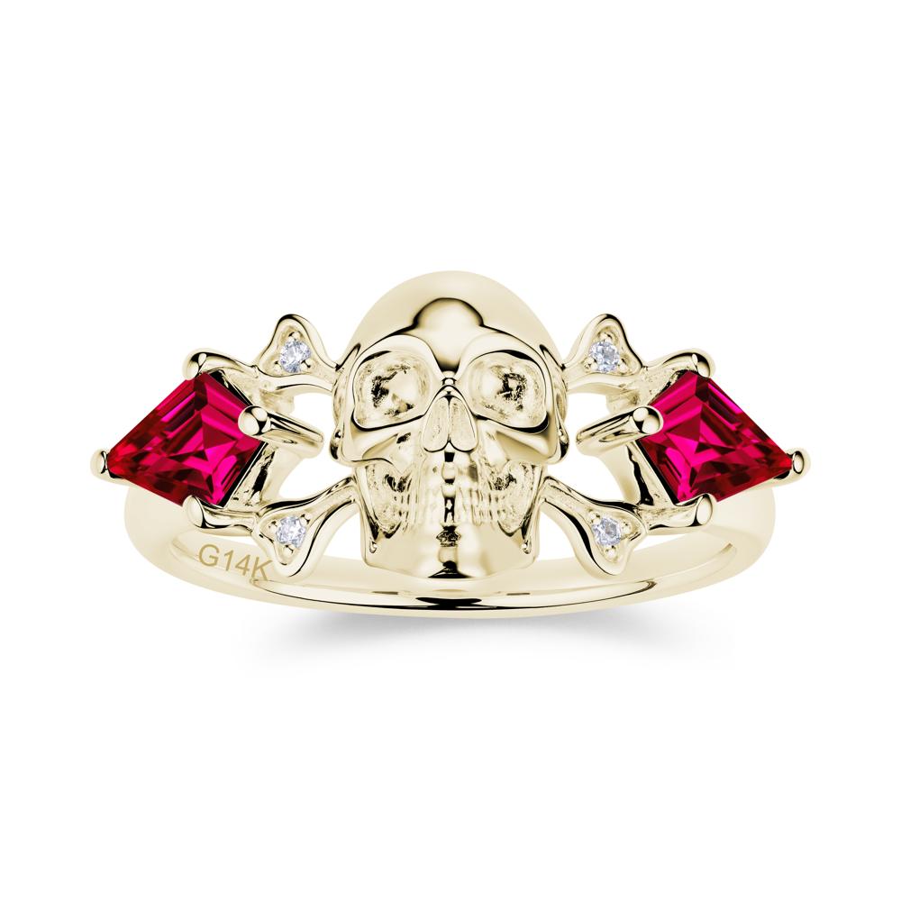 Kite Cut Emerald Till Death Skull Goth Ring - LUO Jewelry #gemstone_Ruby