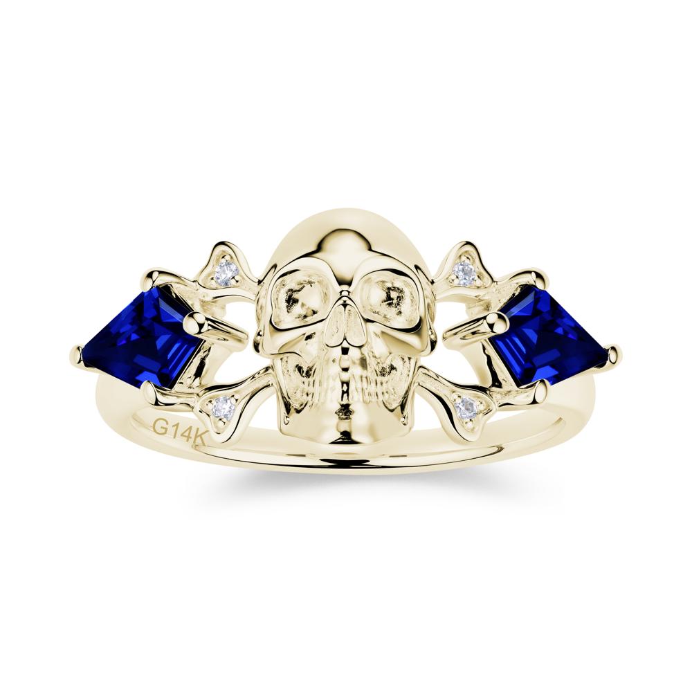 Kite Cut Emerald Till Death Skull Goth Ring - LUO Jewelry #gemstone_Sapphire
