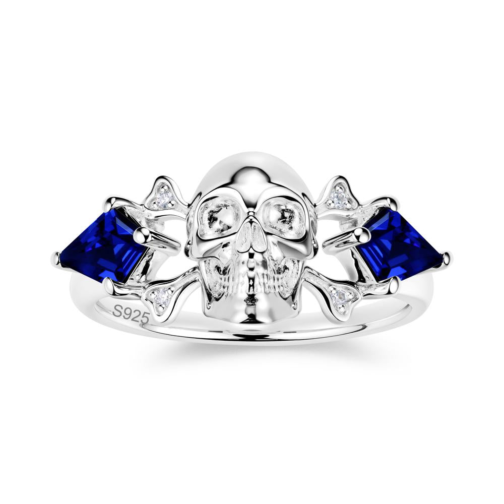 Kite Cut Emerald Till Death Skull Goth Ring - LUO Jewelry #gemstone_Sapphire