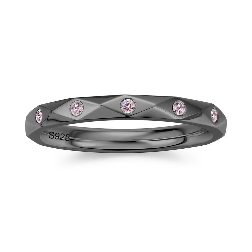 Minimalist Emerald Eternity Wedding Band Ring - LUO Jewelry #gemstone_Pink Cubic Zirconia
