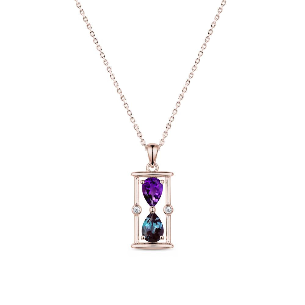 Pear Cut Citrine and Emerald Hourglass Pendant Necklace - LUO Jewelry #gemstone_Alexandrite and Amethyst