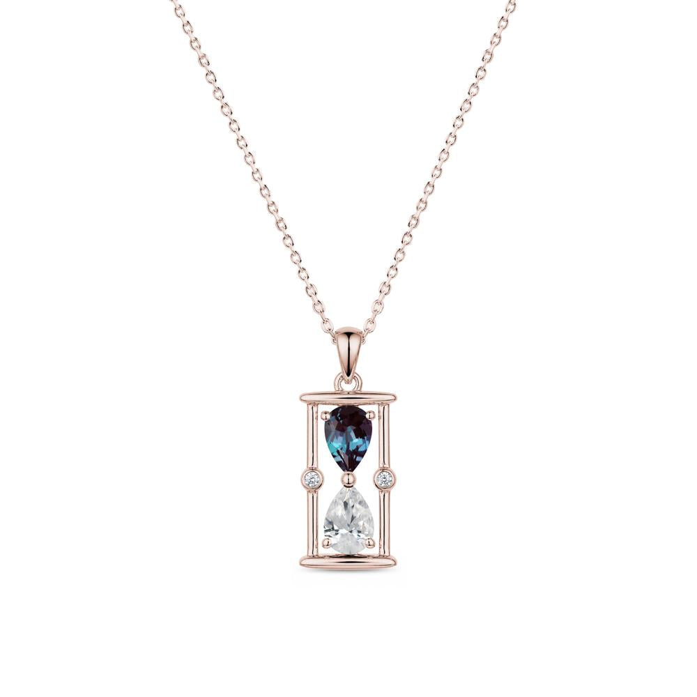 Pear Cut Citrine and Emerald Hourglass Pendant Necklace - LUO Jewelry #gemstone_Alexandrite and Cubic Zirconia