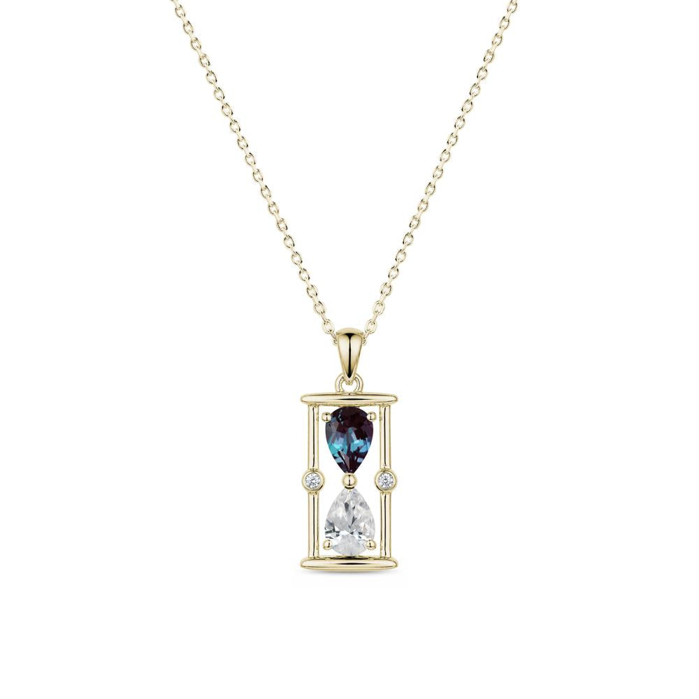 Pear Cut Citrine and Emerald Hourglass Pendant Necklace - LUO Jewelry #gemstone_Alexandrite and Cubic Zirconia