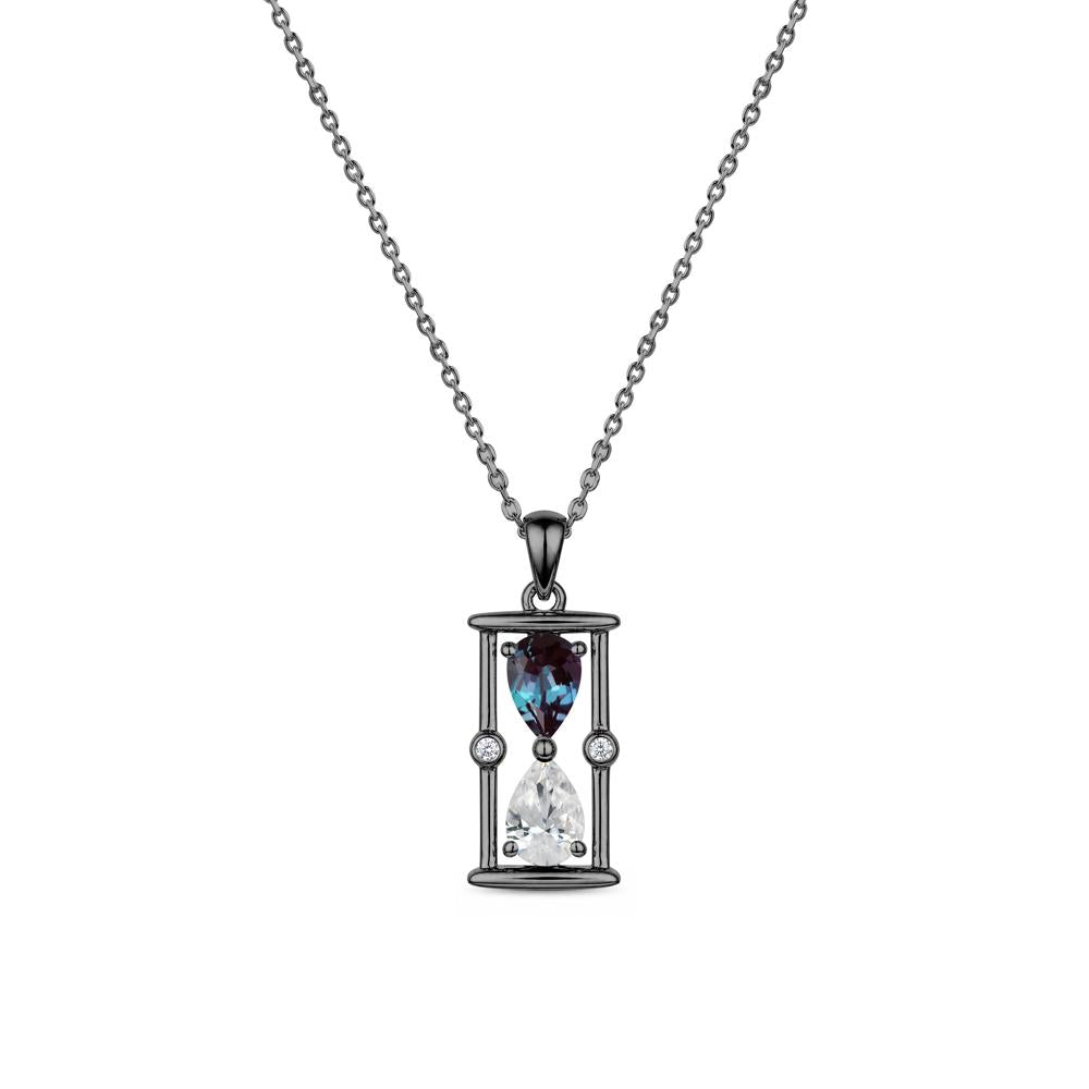 Pear Cut Citrine and Emerald Hourglass Pendant Necklace - LUO Jewelry #gemstone_Alexandrite and Cubic Zirconia