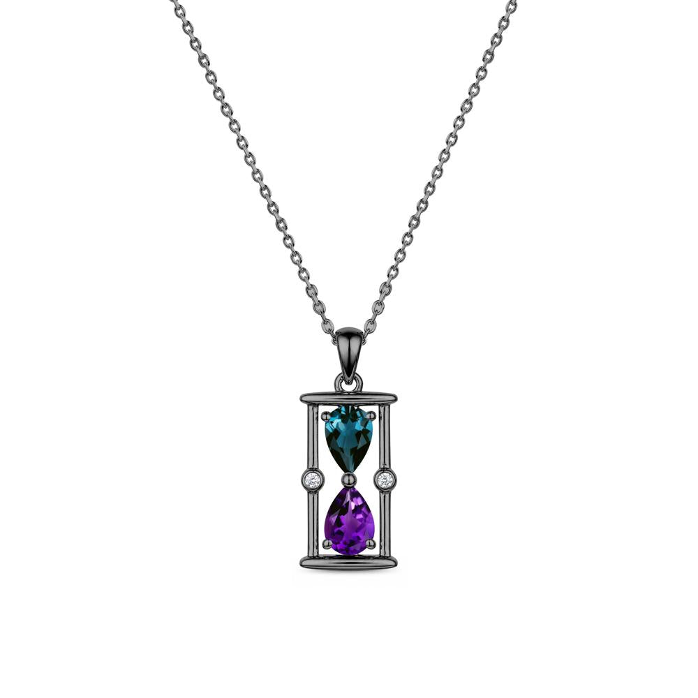 Pear Cut Citrine and Emerald Hourglass Pendant Necklace - LUO Jewelry #gemstone_Amethyst and London Blue Topaz