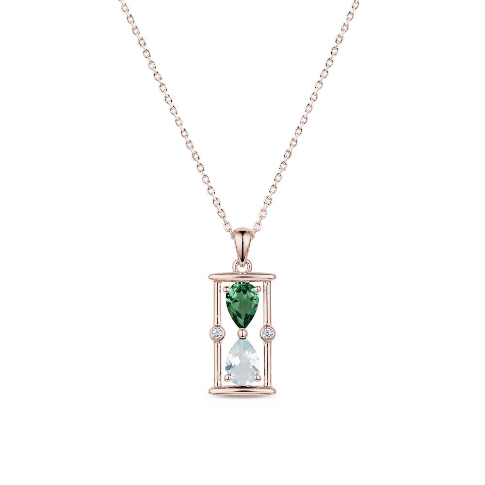 Pear Cut Citrine and Emerald Hourglass Pendant Necklace - LUO Jewelry #gemstone_Aquamarine and Green Sapphire