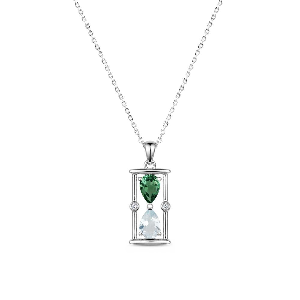 Pear Cut Citrine and Emerald Hourglass Pendant Necklace - LUO Jewelry #gemstone_Aquamarine and Green Sapphire
