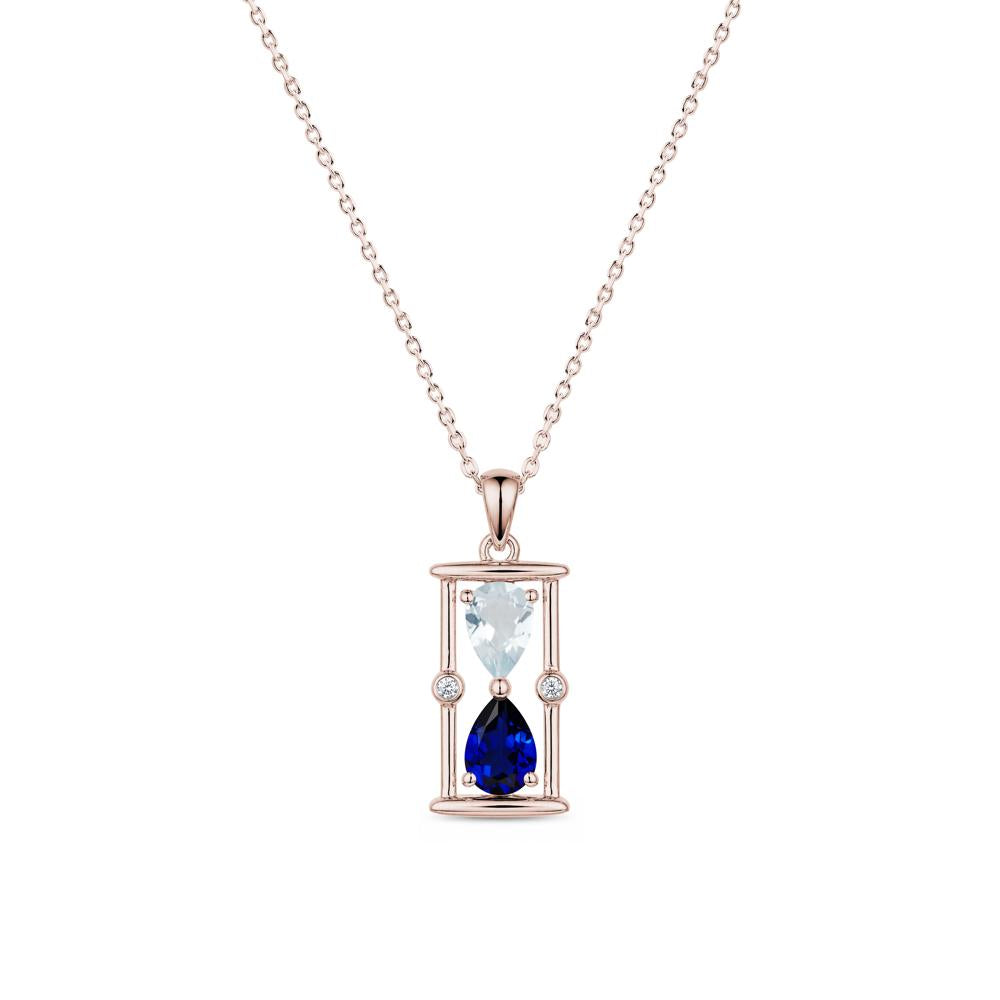 Pear Cut Citrine and Emerald Hourglass Pendant Necklace - LUO Jewelry #gemstone_Aquamarine and Sapphire