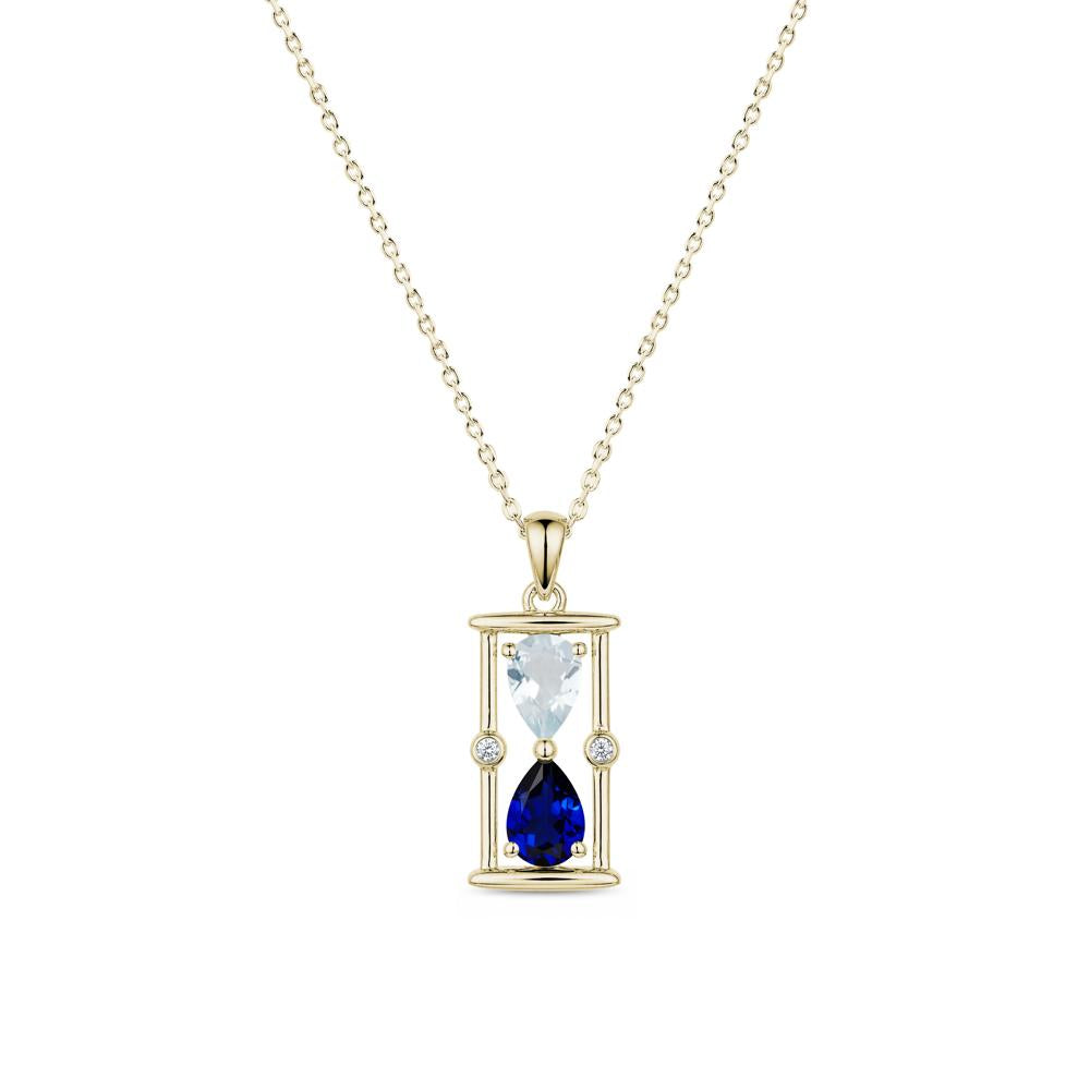 Pear Cut Citrine and Emerald Hourglass Pendant Necklace - LUO Jewelry #gemstone_Aquamarine and Sapphire
